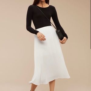 Babaton White Pleated Skirt